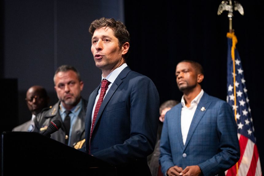 Minneapolis Mayor Jacob Frey speaks during a news conference addressing the media following reports that the Trump administration will be targeting Somali immigrants in the Twin Cities, at City Hall in Minneapolis, Tuesday, Dec. 2, 2025. (Leila Navidi/Star Tribune via AP)