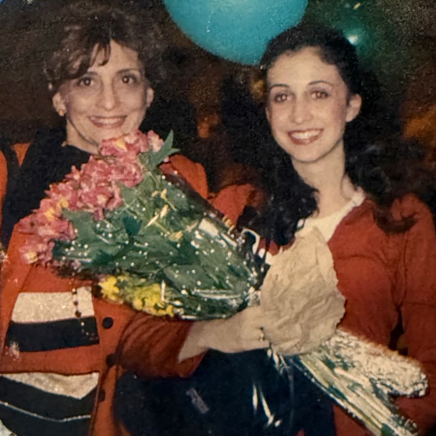 Mother and daughter after a high school musical performance.